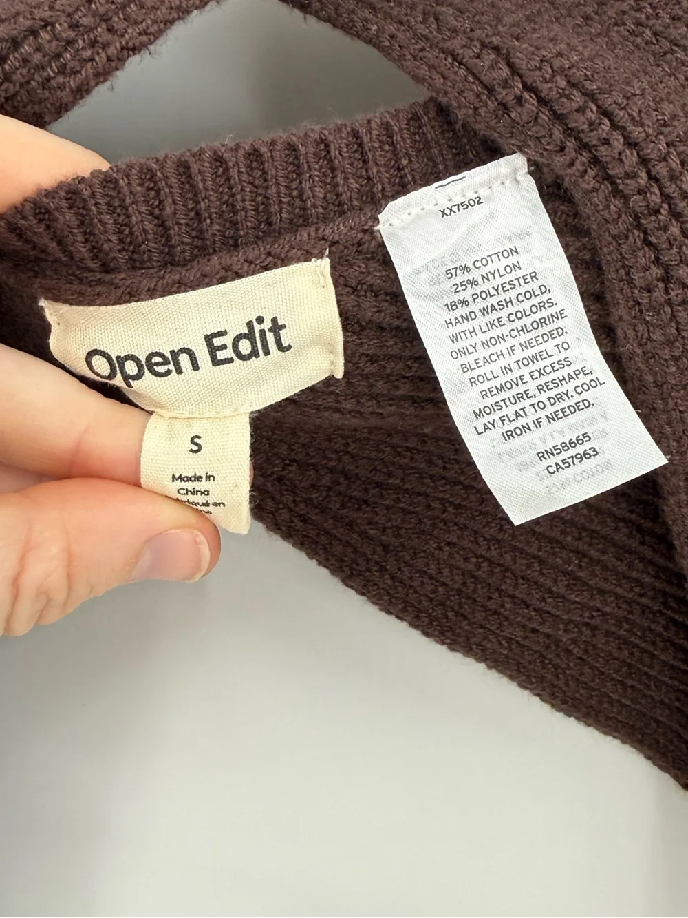 Open Edit Crossover Bolero Shrug Long Sleeve  Sweater| Brown | Small